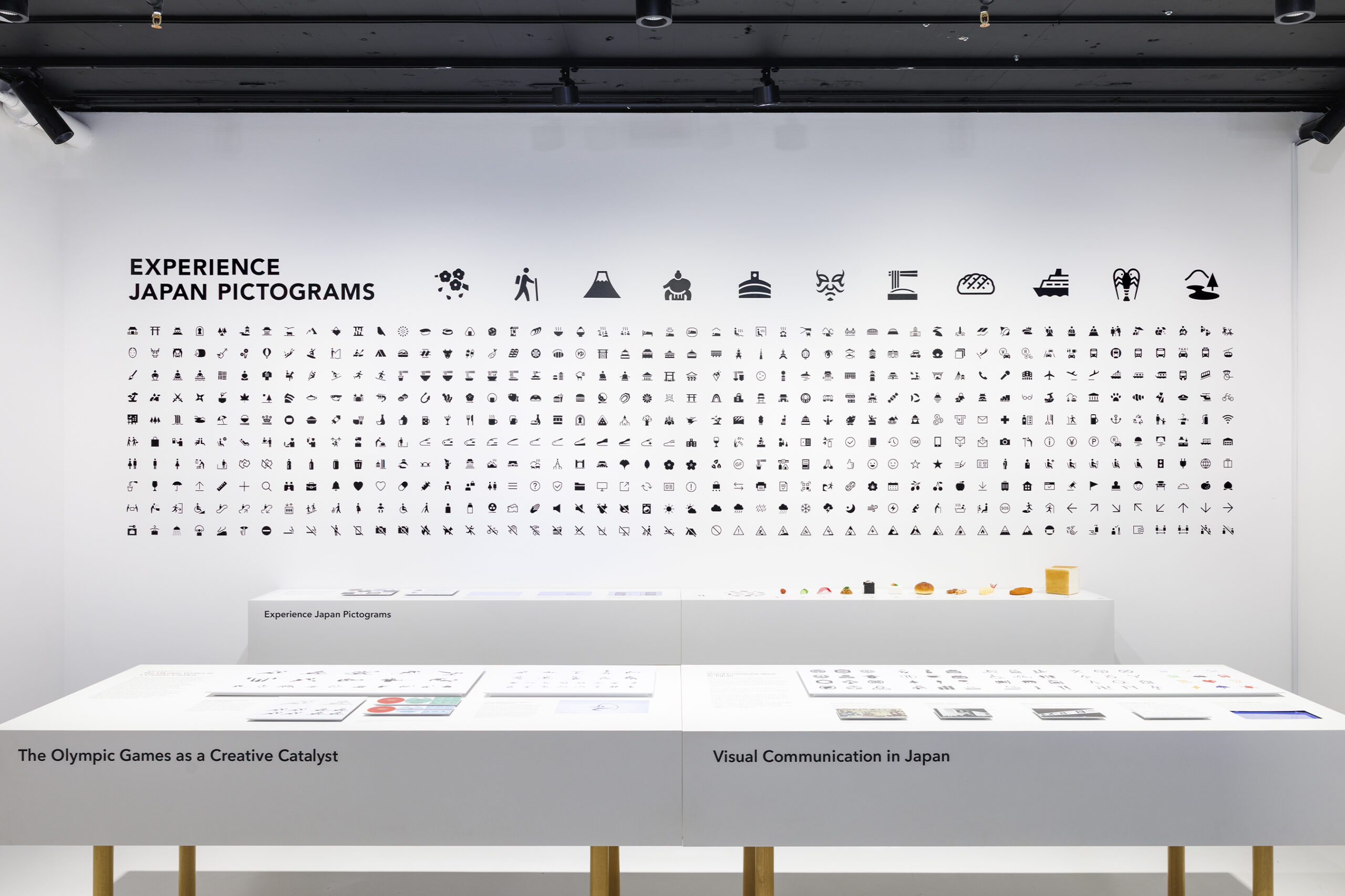 Panel displaying all custom pictograms created for the exhibition.